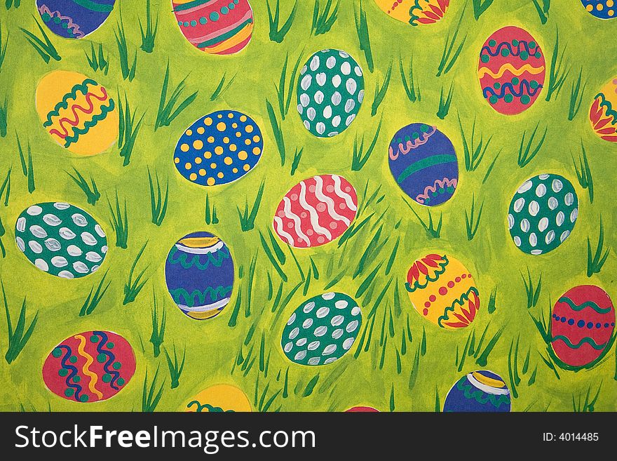 Colorful Easter Egg And Grass Themed Background. Colorful Easter Egg And Grass Themed Background