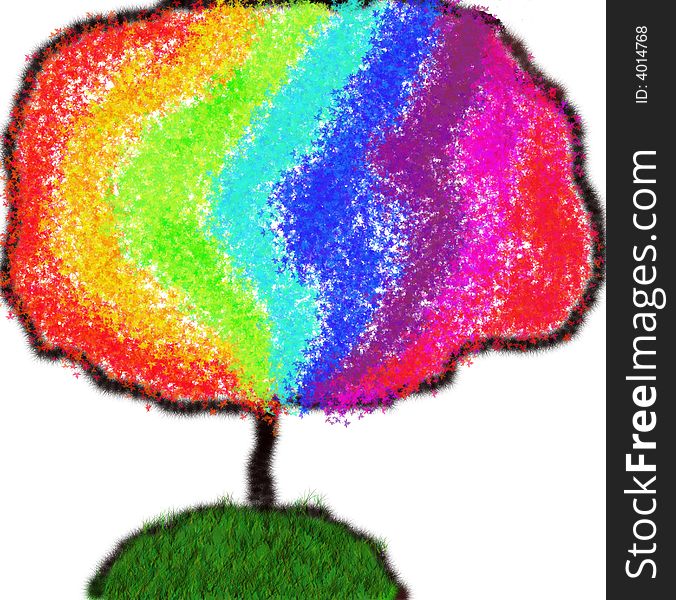 Tree, rainbow, colour, planet, earth