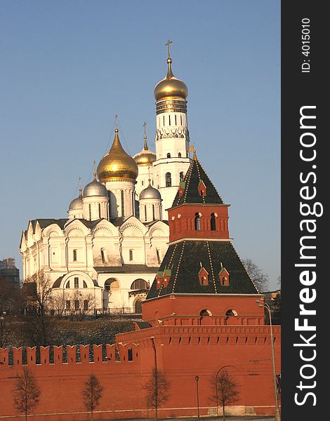 Churches, the Kremlin wall (Moscow, Russia)