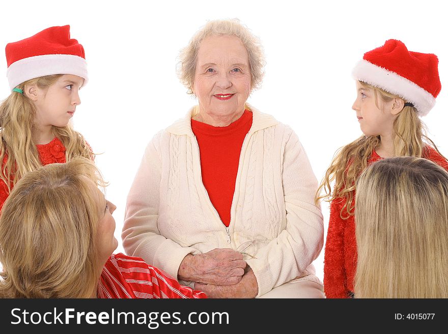 Looking at grandma isolated on white