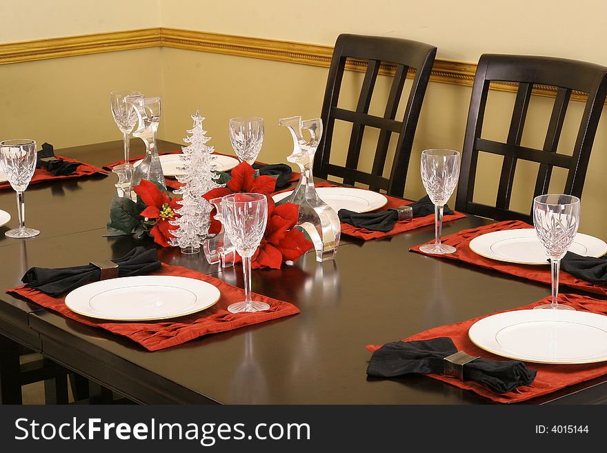 Elegant crystal dining table setting