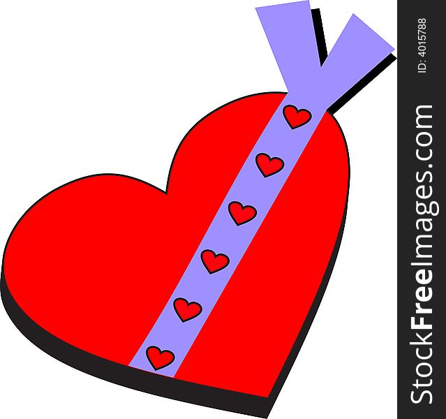 Illustration of a box with a heart shape. Illustration of a box with a heart shape