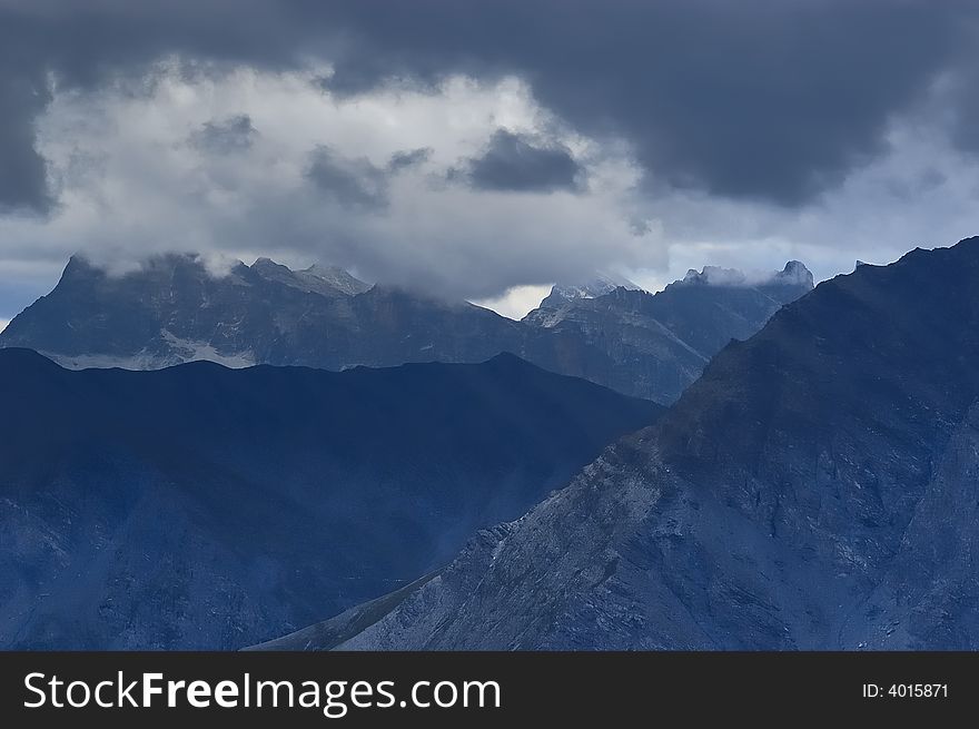 Landscape in the Italian Alps with rain clouds. Landscape in the Italian Alps with rain clouds