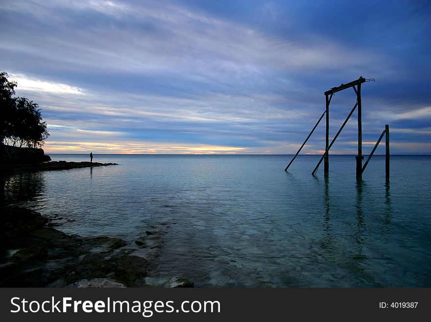 A gantry still in use on Heron Island, Queensland, Australia. 
Used to load and unload the weekly barge, it is a striking feature on the island. A gantry still in use on Heron Island, Queensland, Australia. 
Used to load and unload the weekly barge, it is a striking feature on the island.