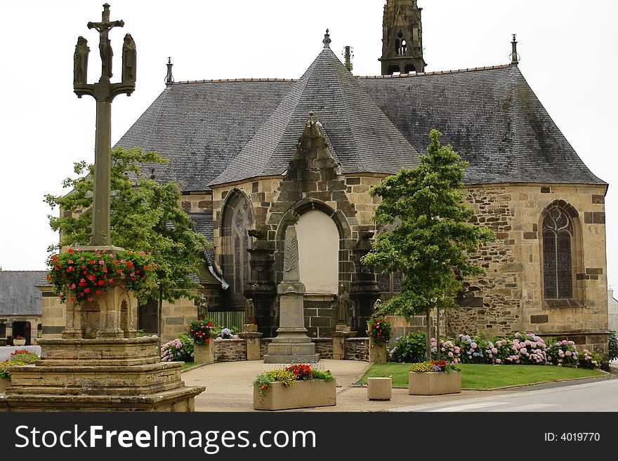 Gothic church in a small village of Brittany