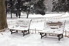 Park Bench In Snow Stock Images Park Bench In Snow Stock Images