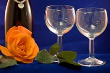 Wine Glasses And Rose Stock Image Wine Glasses And Rose Stock Image