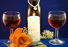 Wine Candlight And Rose Stock Photos Wine Candlight And Rose Stock Photos