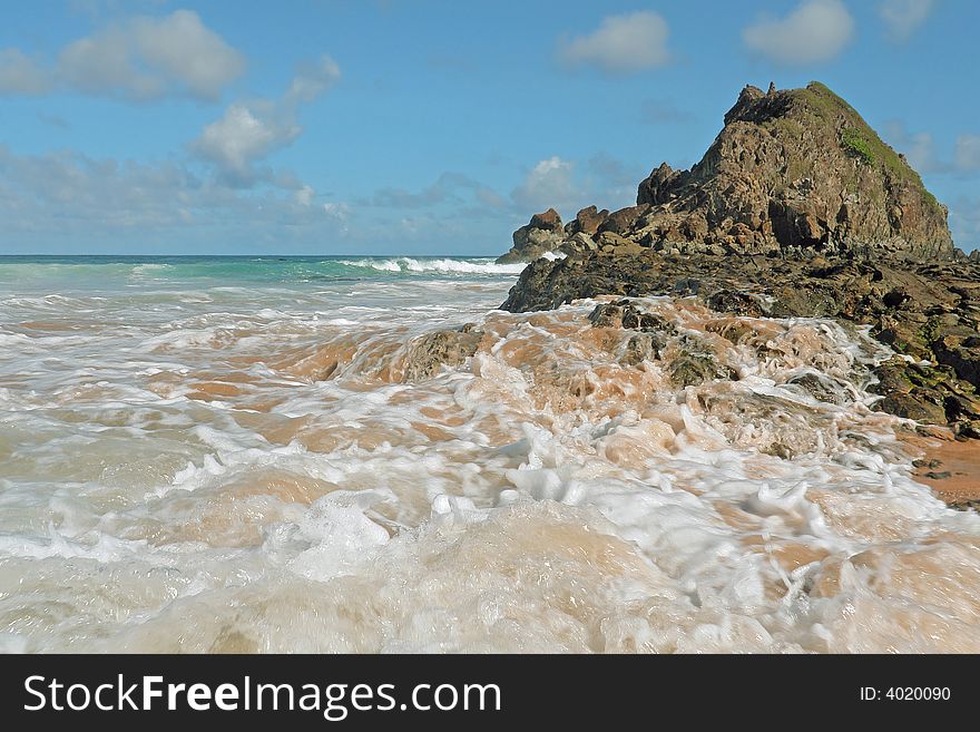 Ocean waves movement at beach