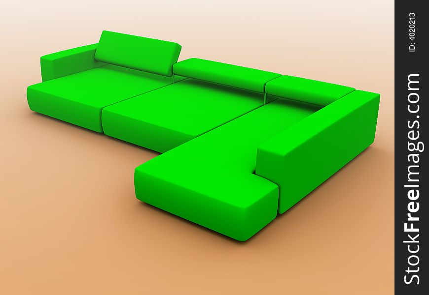 Sofa in green tones on a gradient background