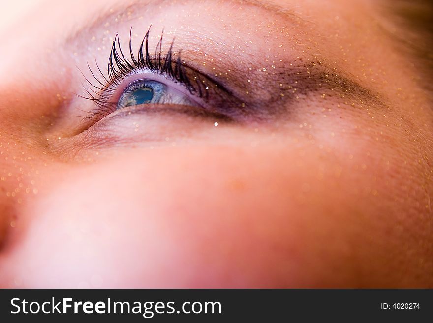 Cloudly sky reflection in the woman eye. Cloudly sky reflection in the woman eye