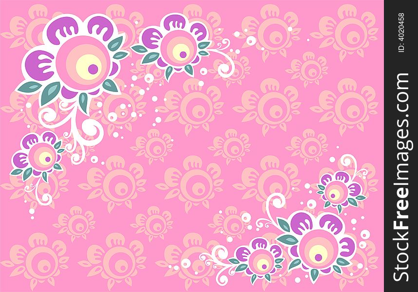 Romantic floral pattern on a pink background. Digital illustration. Romantic floral pattern on a pink background. Digital illustration.