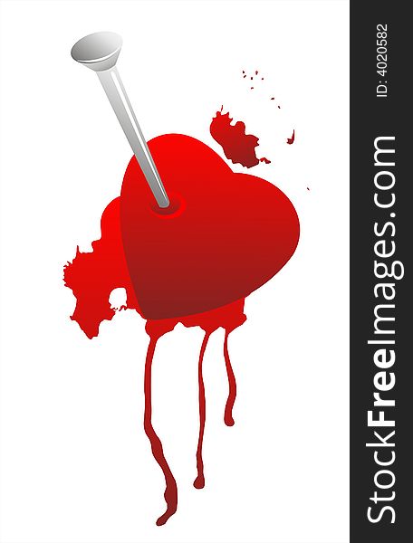 Grunge broken heart and blood on a white background. Grunge broken heart and blood on a white background.