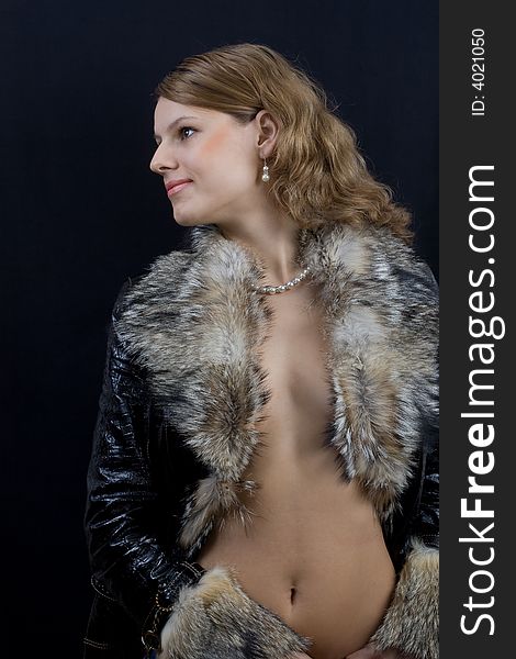 Beautiful fashion girl in fur