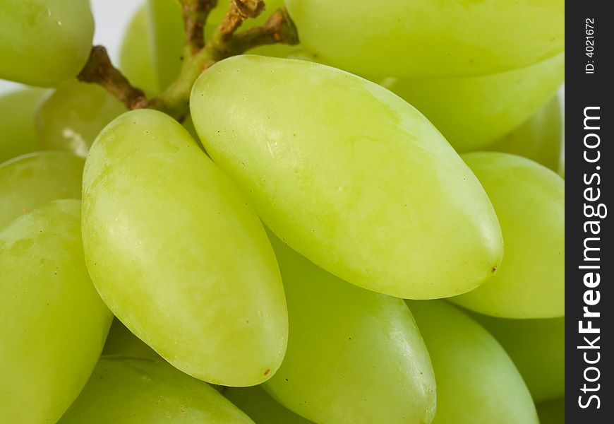 Macro shot of a cluster of green grapes