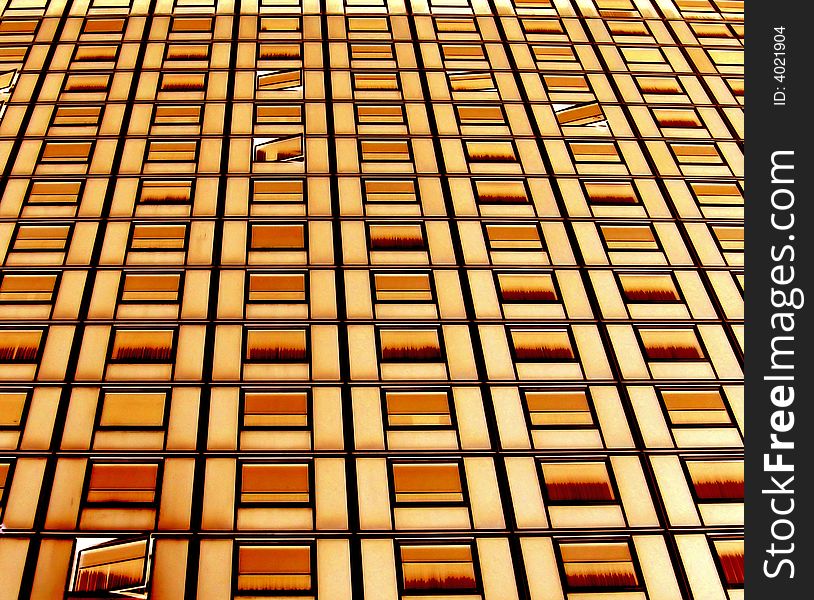 Luxury symmetrical hotel windows distorted in an editing software. Luxury symmetrical hotel windows distorted in an editing software