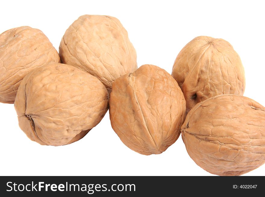 A group of nuts isolsted on white. A group of nuts isolsted on white