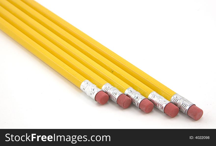 Several pencils isolated on white background.