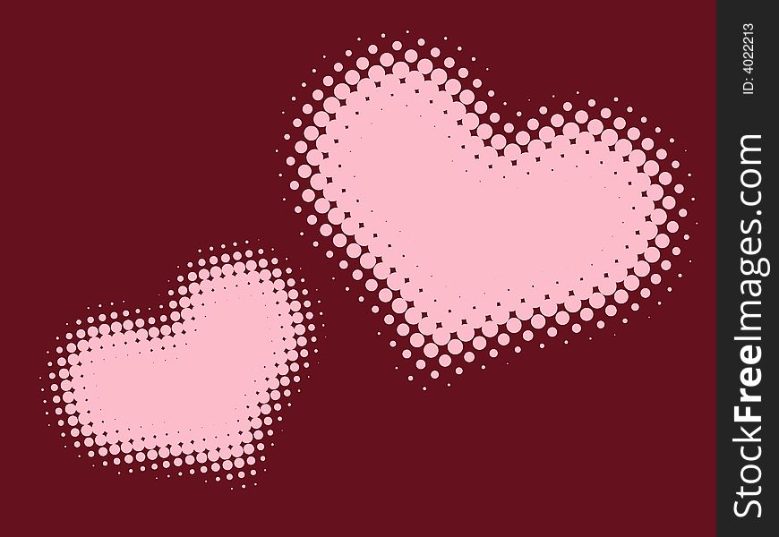 Hearts. Valentines day background. Two pink heart.