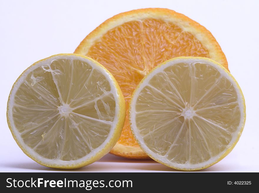 Lemon and orange on a desk