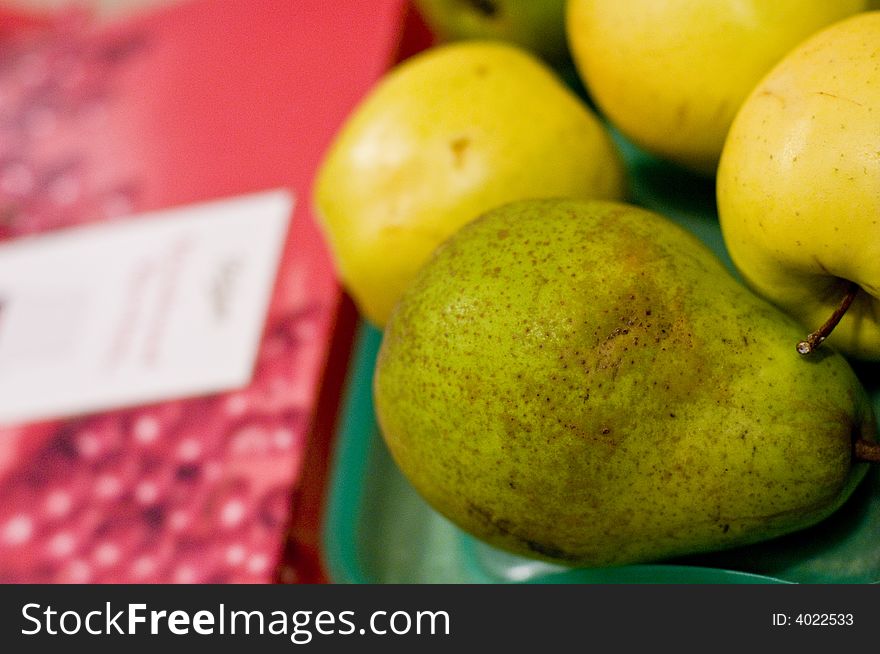 Still life of pear and apples. Still life of pear and apples