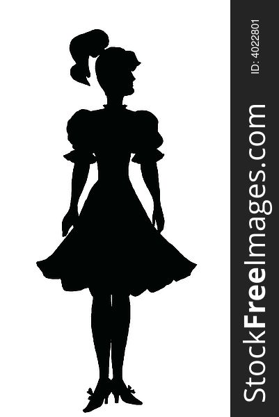 Silhouette illustration of a young girl in dancing dress