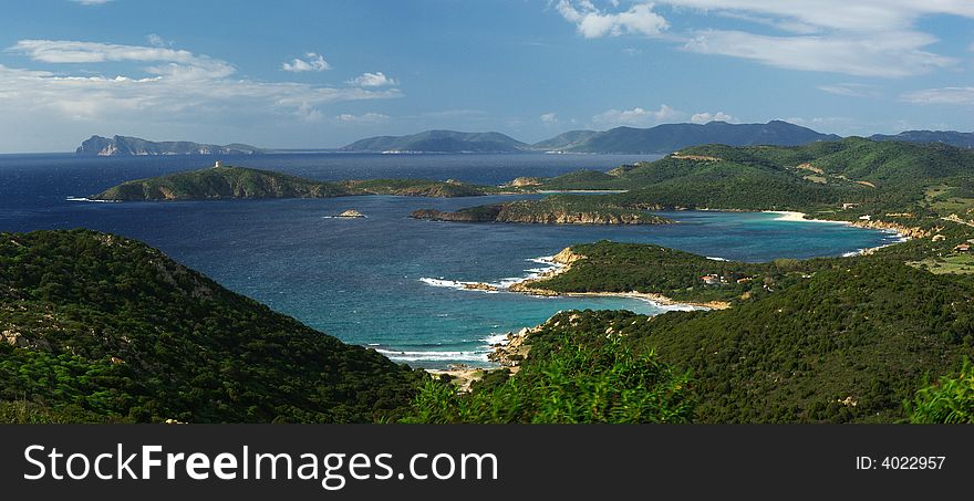 The scenic view of South West Coast: Capo Spartivento, Capo Malfatano and Capo Teulada (Sardinia - Italy). The scenic view of South West Coast: Capo Spartivento, Capo Malfatano and Capo Teulada (Sardinia - Italy).