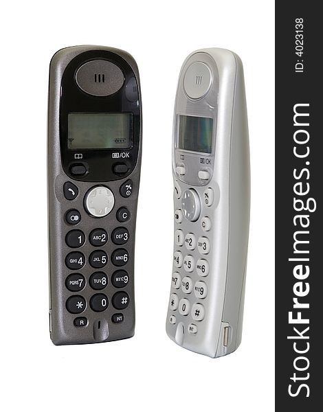 Two cordless phones isolated at the white background