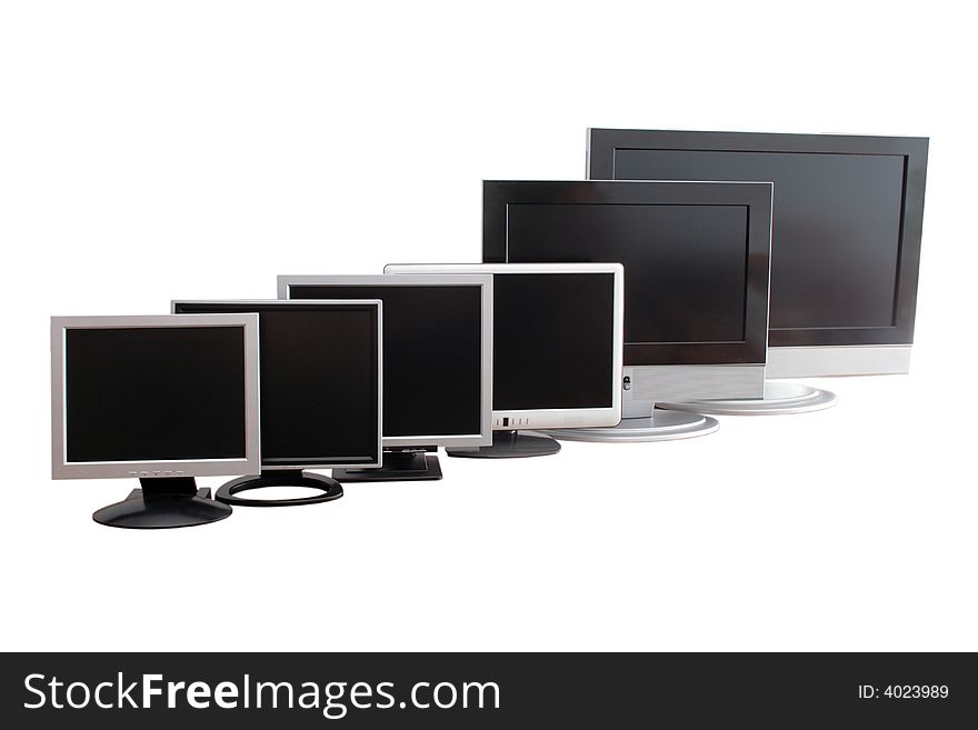 Monitors on a white background
