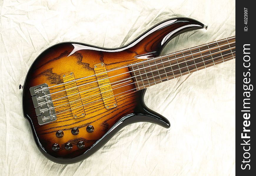 Bass Guitar body with glowing wood grain. Bass Guitar body with glowing wood grain