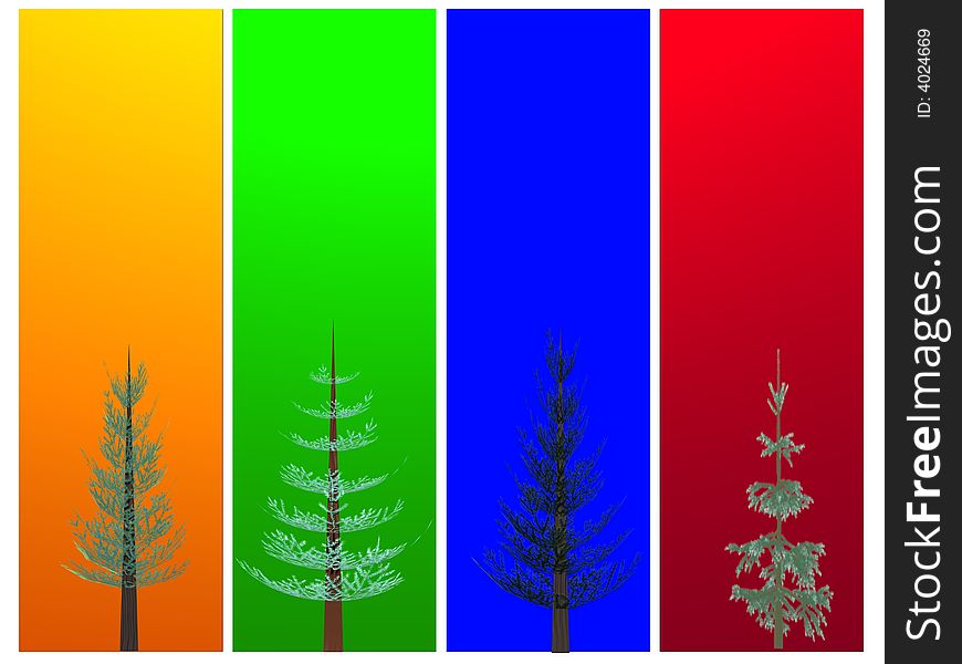 A background of colored bars with trees. A background of colored bars with trees.