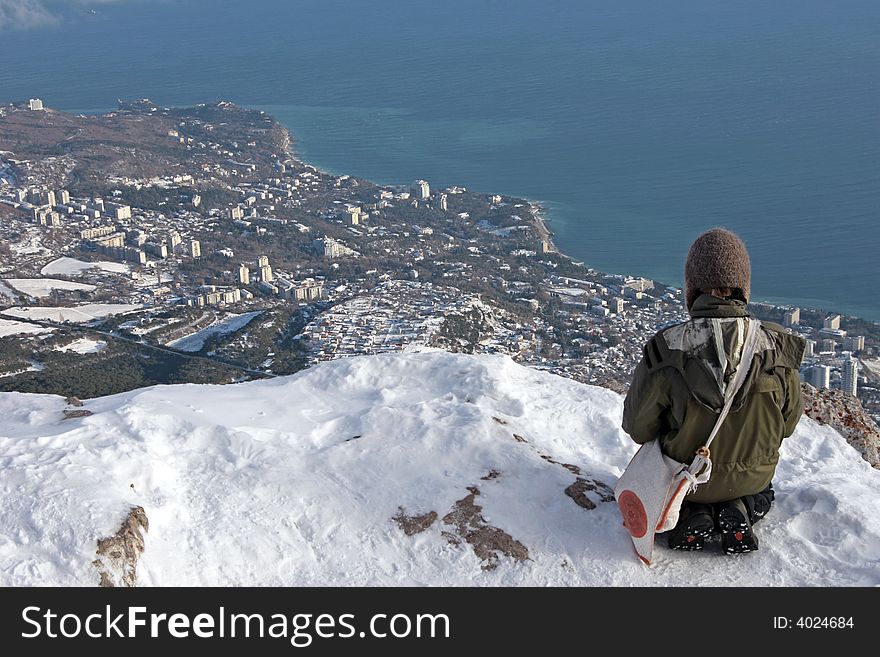 Man prying on the I-Perty peak. Man prying on the I-Perty peak