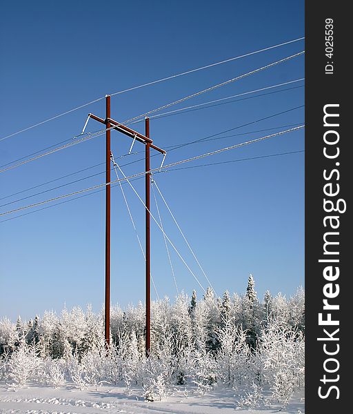 Electrical system lines provide power to the north in winter. Electrical system lines provide power to the north in winter.