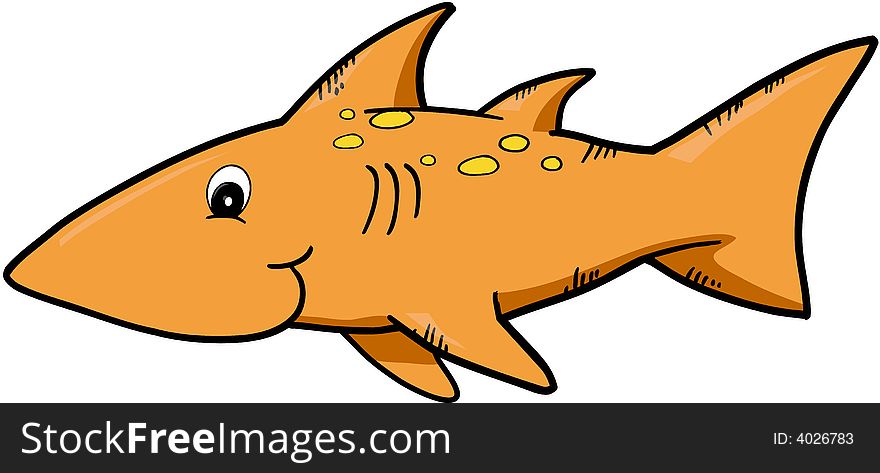 Cute Orange Shark Vector Illustration