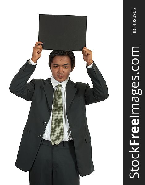 A picture of a businessman over a white background