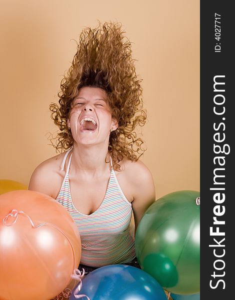 Attractive Woman With Balloons