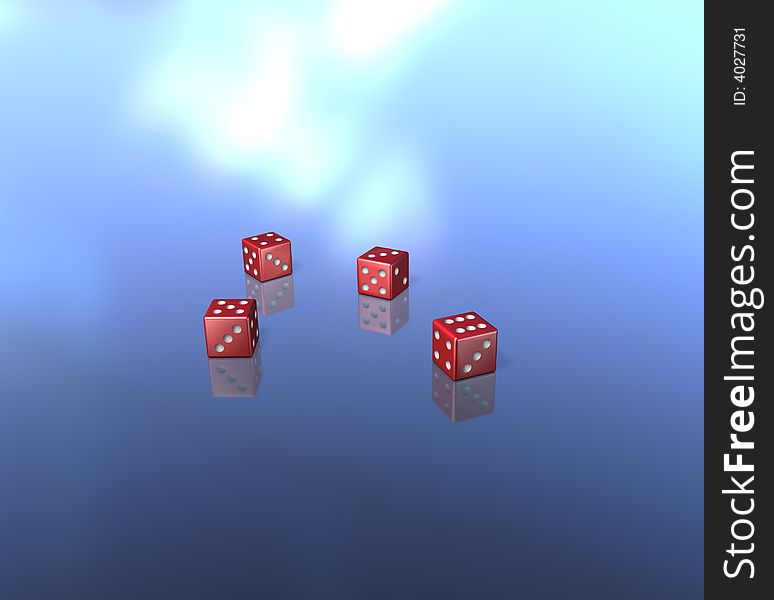 To jumble and to play dice with four red cubes