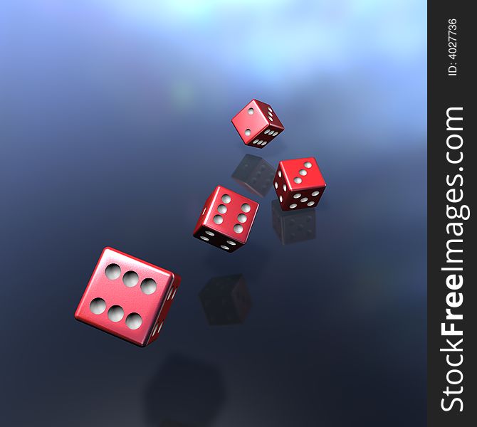 To jumble and to play dice with four red cubes