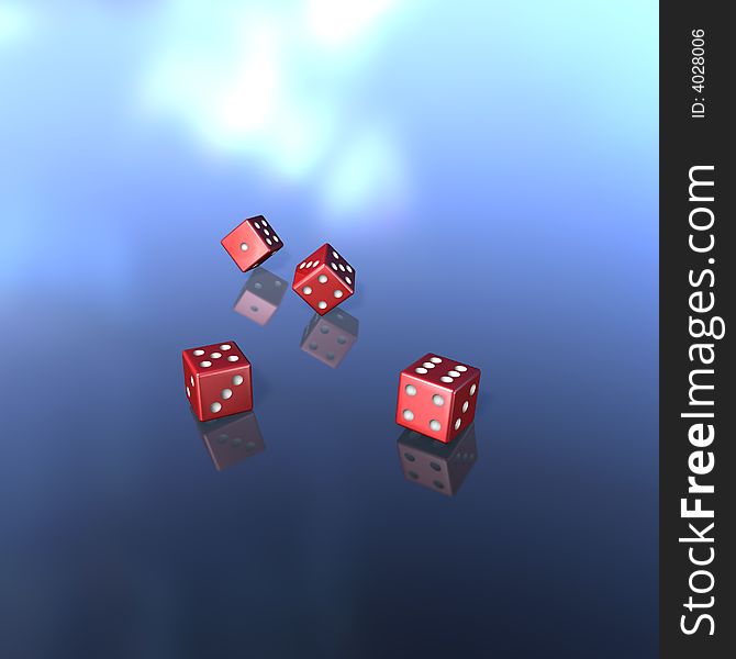 To jumble and to play dice with four red cubes