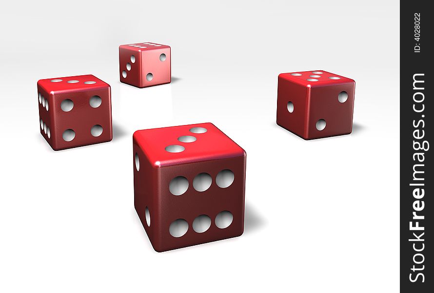 To jumble and to play dice with four red cubes