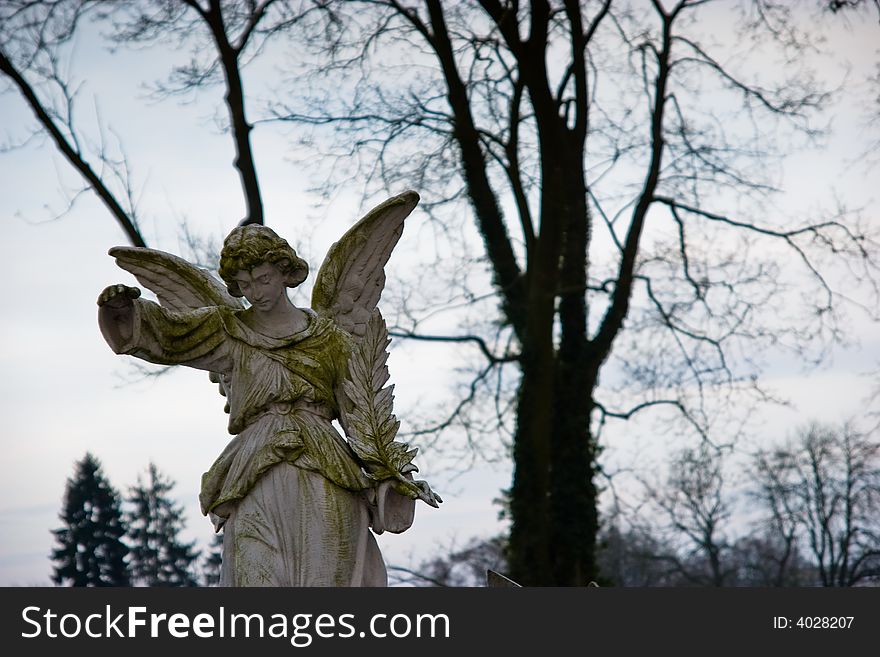 Angel guarding a graveyard in Kamieniec Krajenski. Angel guarding a graveyard in Kamieniec Krajenski.