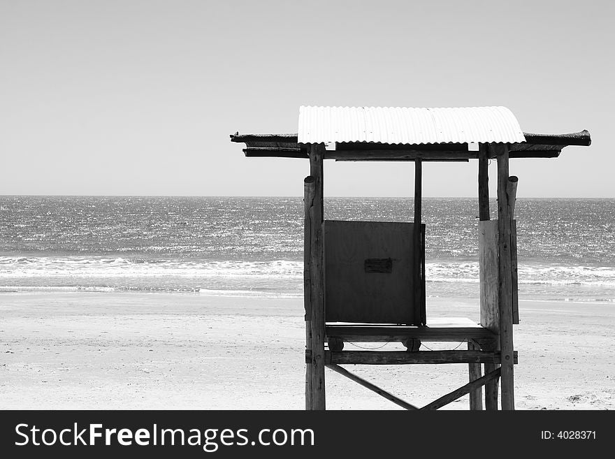 A lookout post on an atlantic beach. A lookout post on an atlantic beach