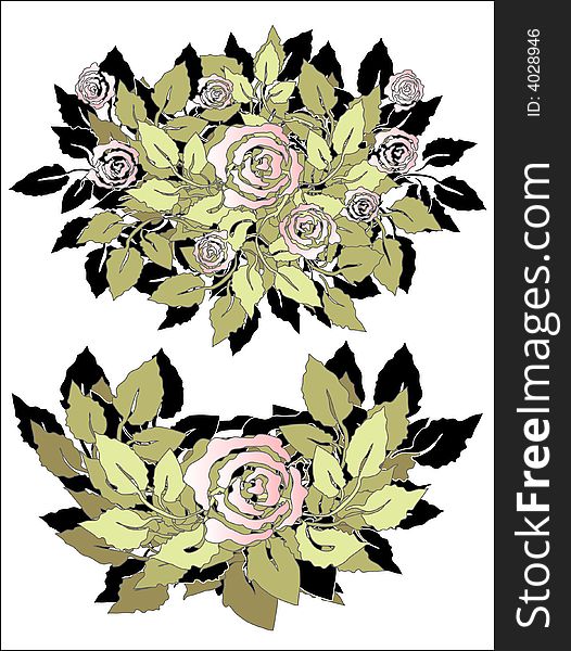 Vector illustration with bunches of pink roses