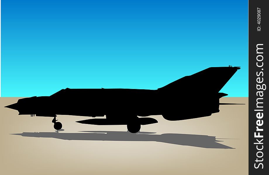 Military aeroplan on runway illustration. Military aeroplan on runway illustration