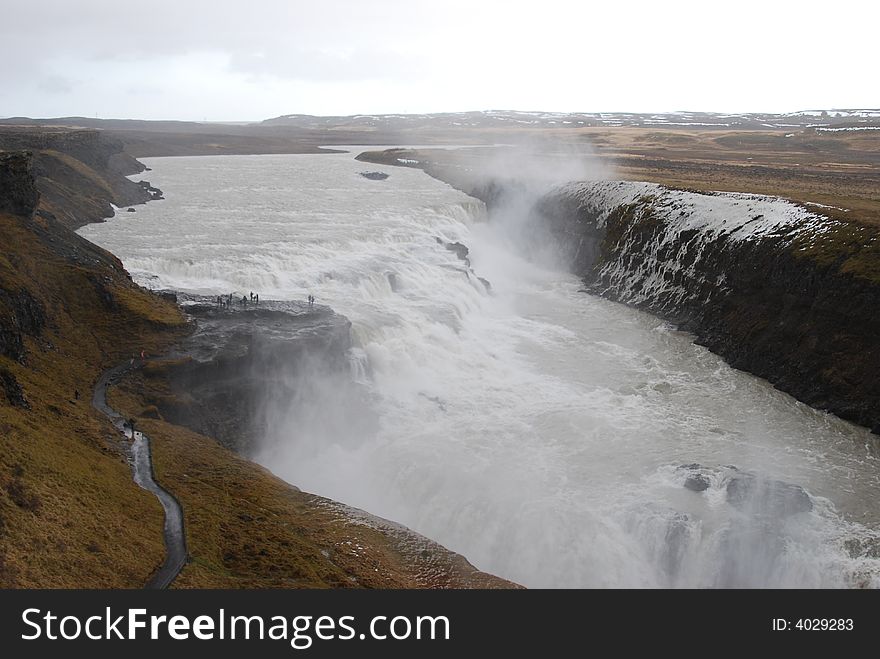 This is a fantastic view of the magnificent waterfall at Gulfoss, Iceland. This is a fantastic view of the magnificent waterfall at Gulfoss, Iceland.