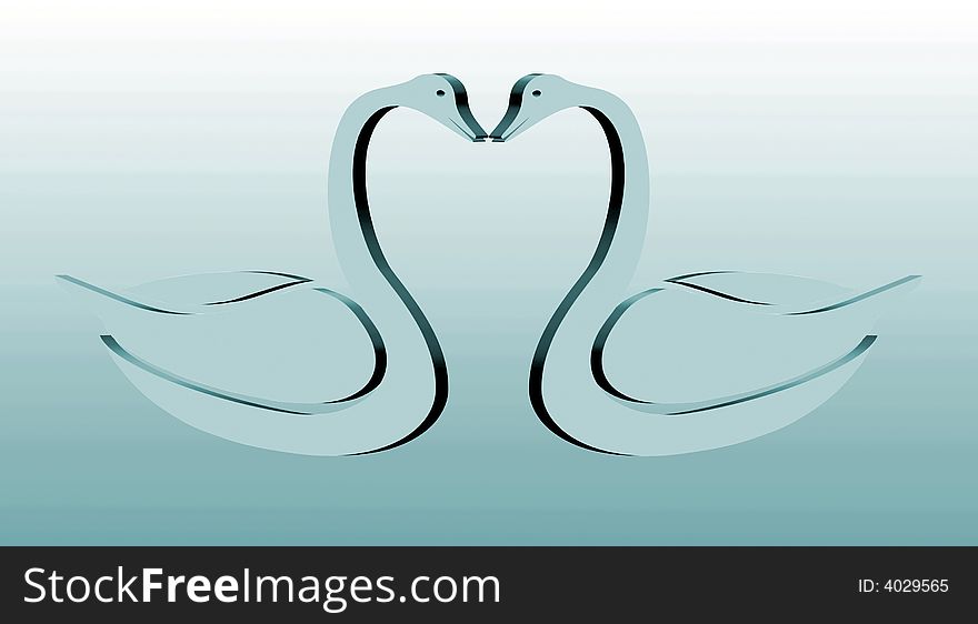 3D swans hearts