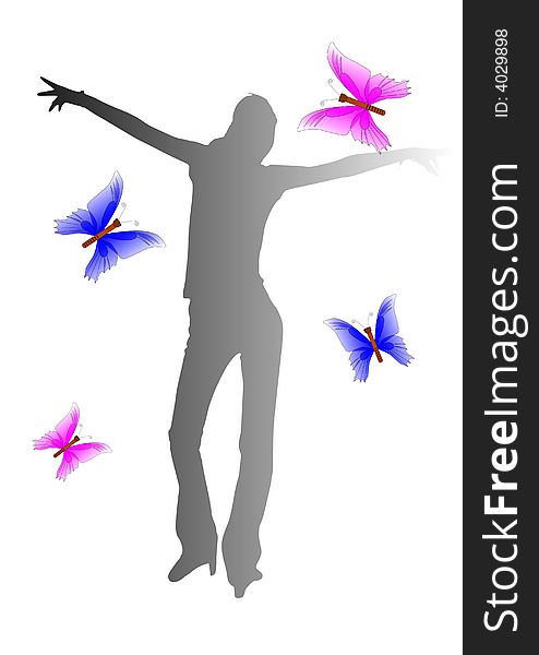 Jpeg image from svg . Silhouette of a young dancing woman. Jpeg image from svg . Silhouette of a young dancing woman