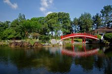 Bridge, Lake And Tree In The Park Stock Photo Bridge, Lake And Tree In The Park Stock Photo