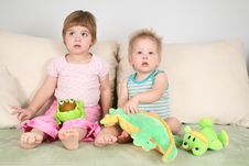 Two Children With Toys Stock Photo Two Children With Toys Stock Photo