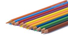 Colored Pencils In A Row Royalty Free Stock Image